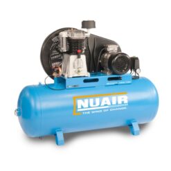 Product shot with a white background of the Turquoise Nuair 200L 4HP Static Air Compressor