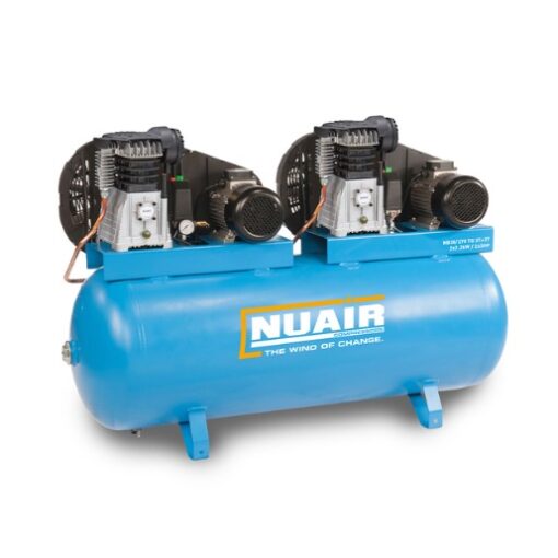 Product shot with a white background of the Turquoise 3HP Tandem Static Air Compressor