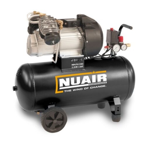 Product shot with a white background of the Black Nuair 50L Lubricated Air Compressor