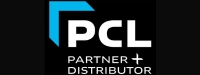 Turquoise and white PCL logo on a black background. This is the official logo for partners & distributors.