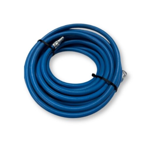 Blue Metro Super Nobelair Air Hose with PCL's XF/Euro coupling attached to one and end and PCL's XF adaptor attached to the other end.