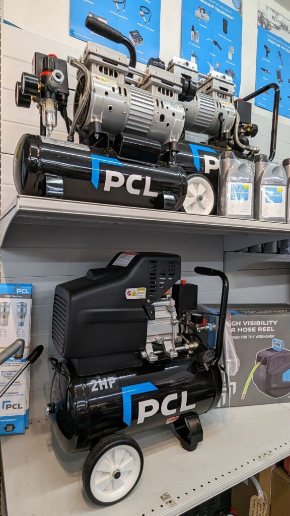 A display of PCL air compressors in our Surrey based air shop.