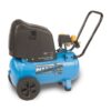 Product image of the blue Nuair 110v compressor with oversized black handle and black casing over the working components.