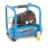 Image of the turquoise 6 litre Nuair compressor with a turquoise roll cage around the compressor. This features a black carry handle at the top.