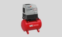 Product shot of the Red Fini Cube Industrial compressor - a 3 phase compressor.