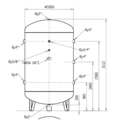 Diagram of the dimensions of the 5000L Huge Compressed Air Receiver