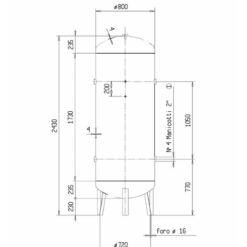 Diagram of the 1000L 12 bar compressed air receiver